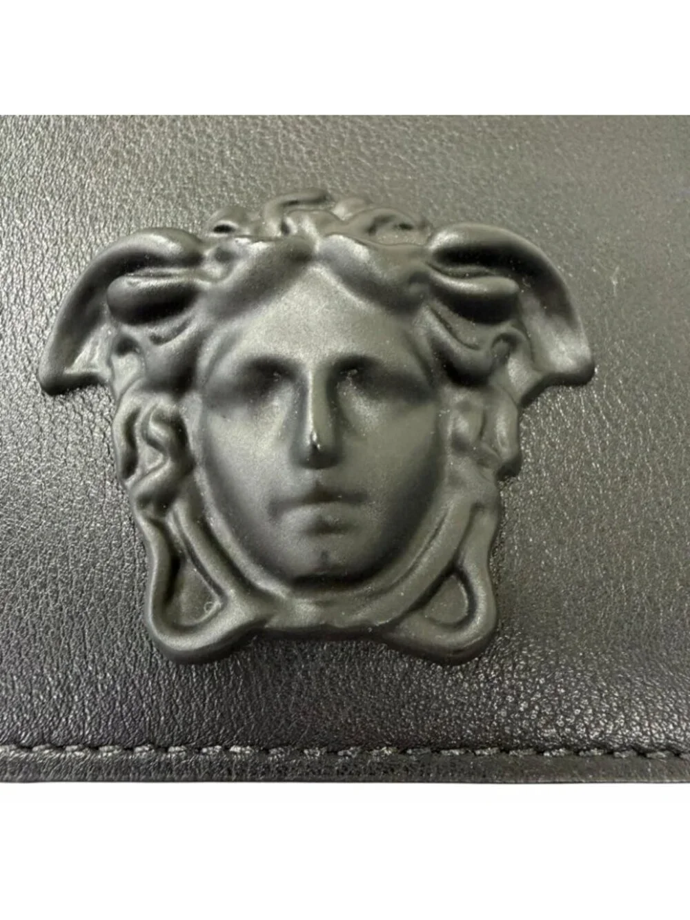 Versace Versa Leather Medu Samochi Shoulder Bag Neck Wallet Black